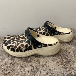 Cheetah Print Platform Crocs